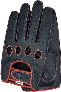 Red and black driving gloves